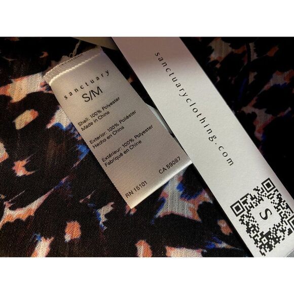 Sanctuary Swim Short Crinkle Chiffon Animal Print Pareo Sz S/M  Side Tie NEW - Picture 3 of 3